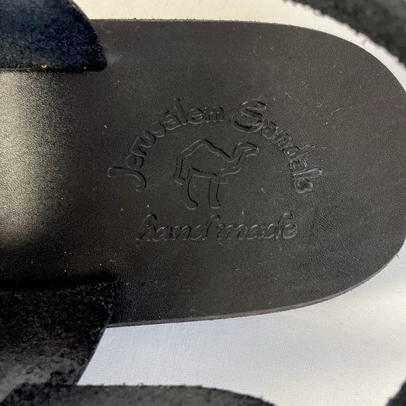 Jerusalem Sandals Golan Black Leather Strappy Sandals Mens US 10 main image 3